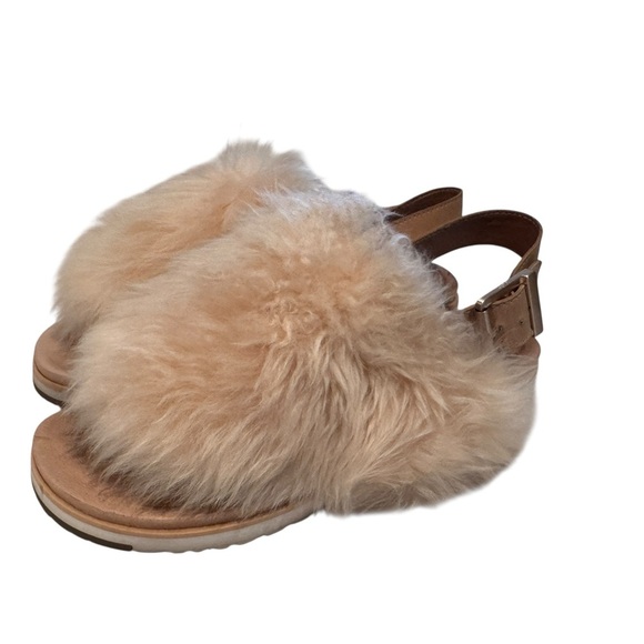 UGG Holly Woman’s Sandal Sheepskin Soft Ochre Size 8.5 W/ Box EUC - Picture 2 of 10